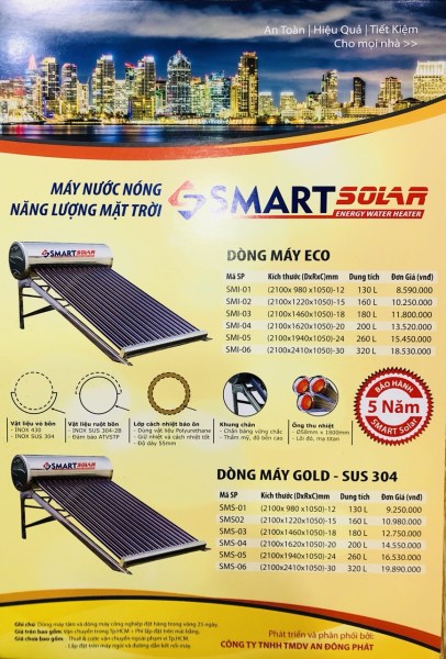 Máy nước nóng năng lượng mặt trời - Thiết Bị Điện Nam Long - Công Ty TNHH Thương Mại Dịch Vụ Xuất Nhập Khẩu Nam Long